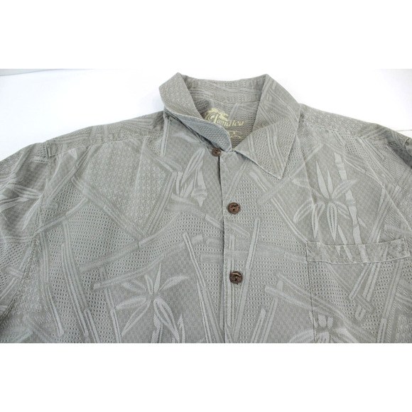 Jamaica Jaxx Button Up 100% Silk Camp Hawaiian Shirt Men L Jade Beach Travel - Picture 5 of 10